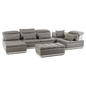 David Ferarri Panorama Italian Leather Sectional Sofa - Gray 
