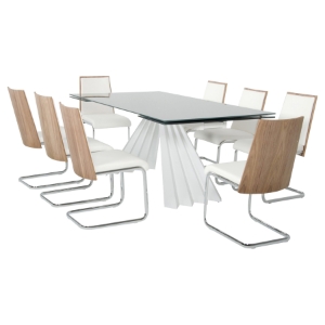Modrest Milk & Morgan Dining Set - White, Walnut 