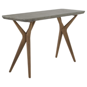 Modrest Dondi Concrete Console Table - Dark Gray and Natural 