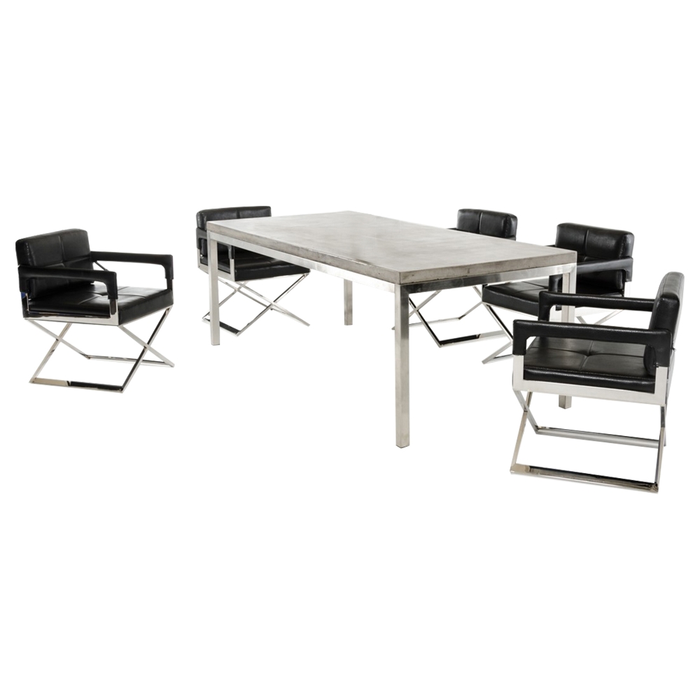 Modrest Retna Dining Table - Chrome and Gray | DCG Stores