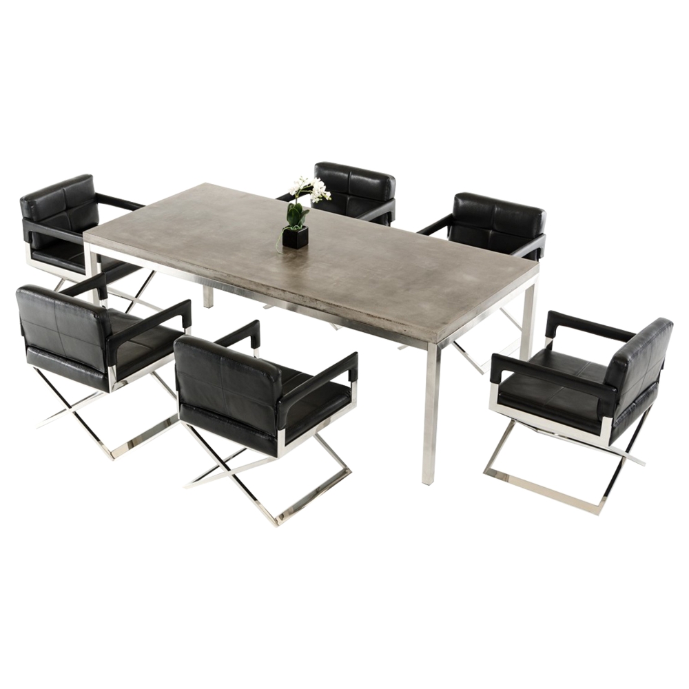 Modrest Retna Dining Table - Chrome and Gray | DCG Stores
