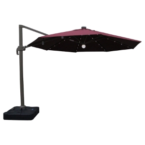 Renava Tortola Outdoor Umbrella - Burgundy, with Lights 