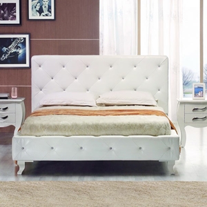 Modrest Monte Carlo Queen Bed with Crystals - White 