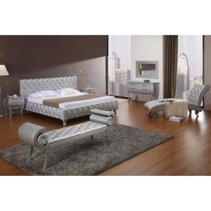Modrest Monte Carlo Platinum Edition Platform Bed - Silver, Button Tufted 