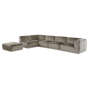 Divani Casa Hawthorn Sectional Sofa and Ottoman - Gray (C-649), LF Chaise 