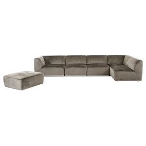 Divani Casa Hawthorn Sectional Sofa and Ottoman - Gray (C-649), RF Chaise 