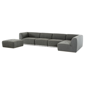 Divani Casa Hawthorn Sectional Sofa and Ottoman - Gray (D-240), RF Chaise 