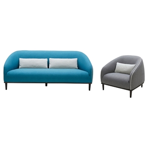 Divani Casa Amisk Sofa and Chair Set - Teal, Gray 