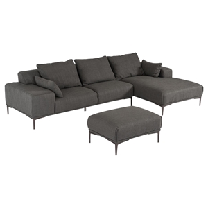 Divani Casa Durant Sectional with Ottoman - Gray 