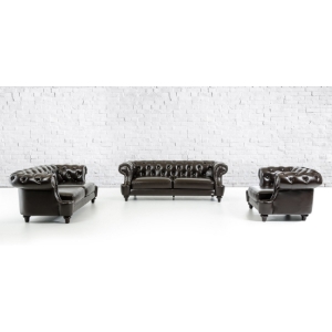 Divani Casa Belinda Sofa Set - Brown, Button Tufted 