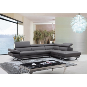 Divani Casa Quebec Sectional Sofa - Dark Gray 