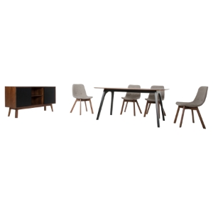 Modrest 8 Pieces Laken Dining Set - Walnut, Sesame 
