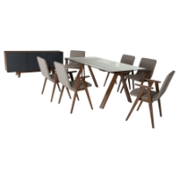 Modrest Maddox & Weylyn 8 Pieces Dining Set - Gray, Walnut