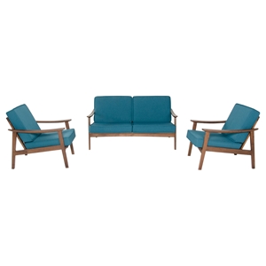 Modrest Ridge Sofa Set - Blue, Walnut 