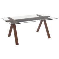 Modrest Maddox Dining Table - Clear, Walnut