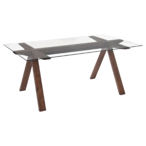 Modrest Maddox Dining Table - Clear, Walnut 