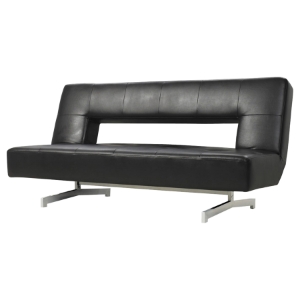 Divani Casa Wilshire Fold-Out Leatherette Sofa Bed - Black 