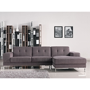 Divani Casa Forli Sectional Sofa - Gray, Right Facing Chaise 