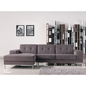 Divani Casa Forli Sectional Sofa - Gray, Tufted 