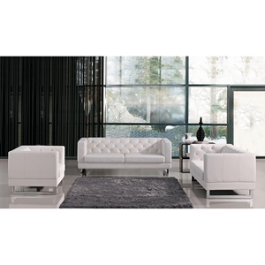 Divani Casa Windsor Sofa Set - White, Tufted 