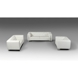 Divani Casa Salvia Leatherette Sofa Set - White 