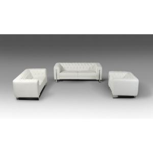 Divani Casa Salvia Leatherette Sofa Set - White 