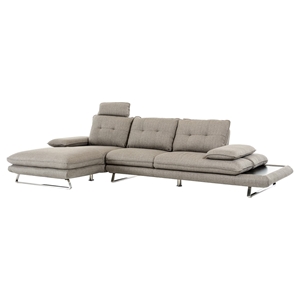 Divani Casa Porter Sectional Sofa - Gray, 1 Headrest 