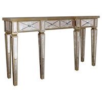 Modrest Harmon Transitional Mirror Console Table - 4 Drawers, Gold