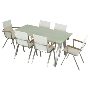 Renava Raffia 7 Pieces Outdoor Dining Set - White 