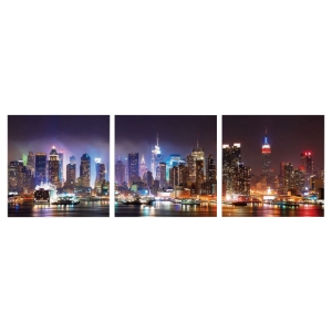 Modrest NYC at Night 3 Panels Photo - Multicolor 