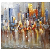 Modrest 7641 Abstract Harbor Oil Painting - Multicolor
