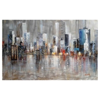 Modrest Abstract City Harbor Oil Painting - Multicolor