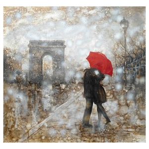 Modrest Rain Embrace Oil Painting - Square 