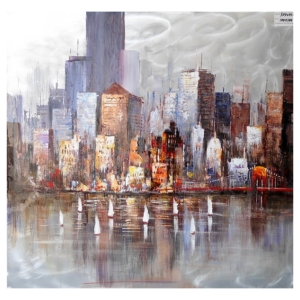 Modrest City Harbor Oil Painting - Multicolor 