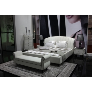 Modrest Auspicious Transitional Leather Eastern King Bed - White 