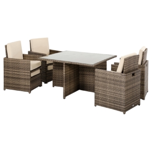 Renava Barcelona 9 Pieces Square Patio Set - Brown and Beige 