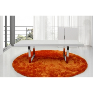 Extendable Dining Table - White, Chrome 