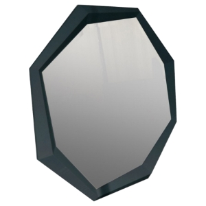 A&X Octagon Modern Lacquer Mirror - Black Crocodile 