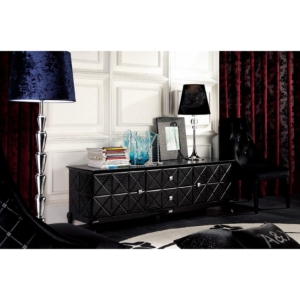 A&X Monte Cristo Lacquer Entertainment Center - Black Crocodile 