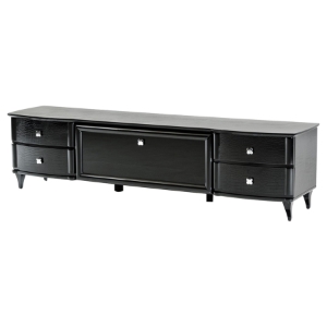 A&X Gothic Transitional Lacquer TV Cabinet - Black Crocodile 