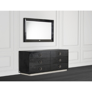 A&X Victoria Modern Dresser - 6 Drawers, Black Crocodile 