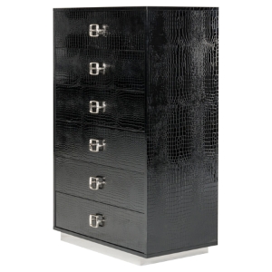 A&X Victoria Modern Chest - 6 Drawers, Black Crocodile 