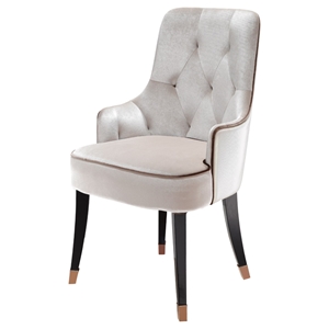 A&X Larissa Modern Fabric Dining Chair - Tufted, White 