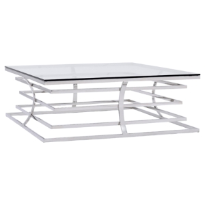 Modrest Snyder Coffee Table - Clear, Chrome 