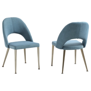 Modrest Gloria Modern Dining Chair - Blue and Antique Brass (Set of 2) 