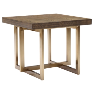 Modrest Pike End Table - Light Brown, Antique Brass 
