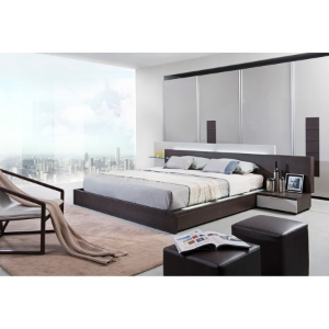 Modrest Gamma Platform Bed - Storage, Brown Oak 