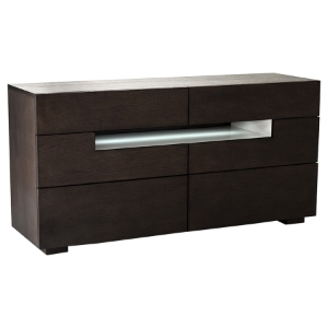 Modrest Ceres 5 Drawers Dresser - LED Light, Brown and Gray 