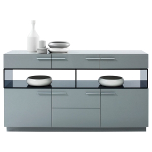 Modrest Daytona Modern High Gloss Buffet - 7 Drawers, Gray 