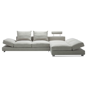 Divani Casa Vasto Sectional Sofa - Gray, Cushions 